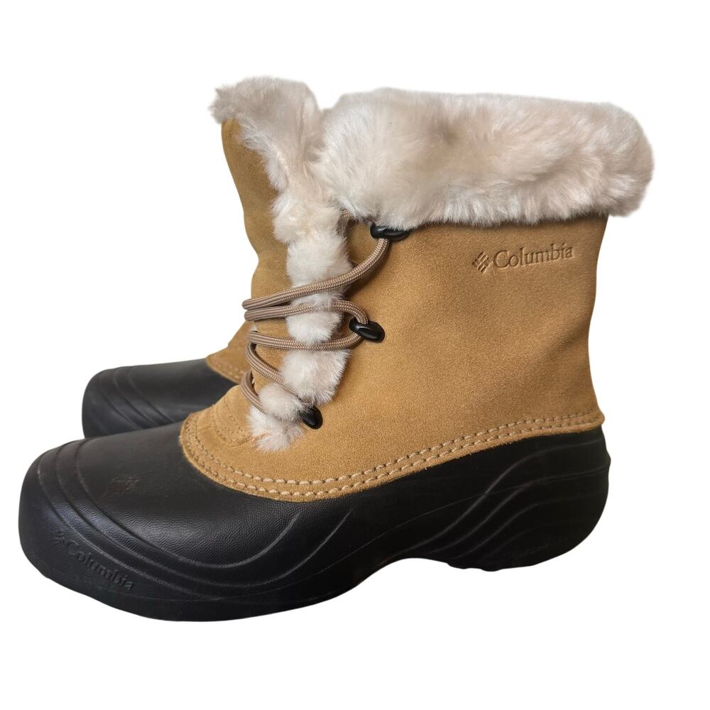 Columbia Ski Snow Boots Women's Size 8 Suede Tan Sierra Winter Waterproof Fur